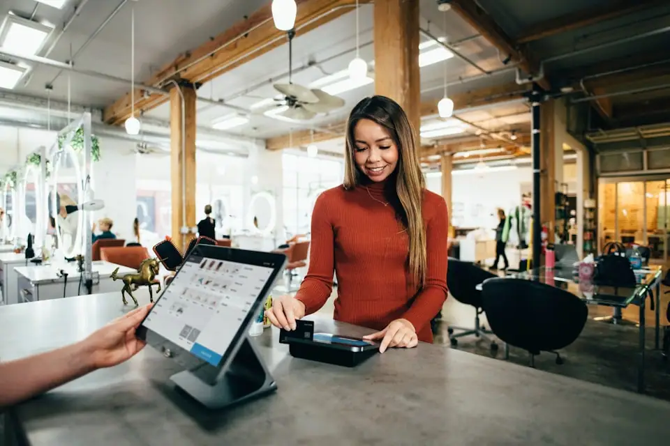 Customer service counter work in banking
