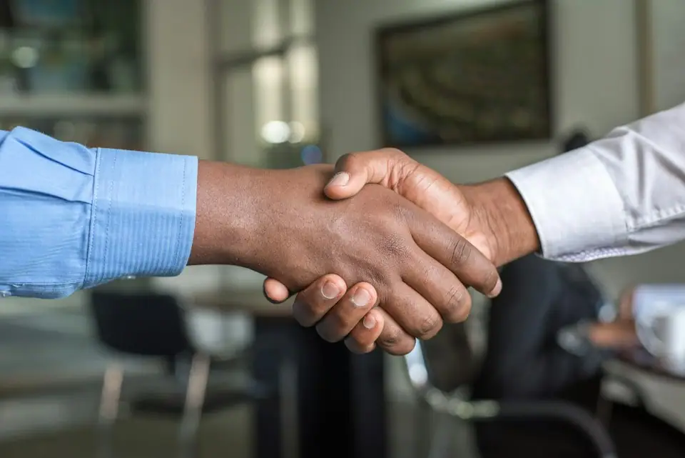 Professional handshake after an interview