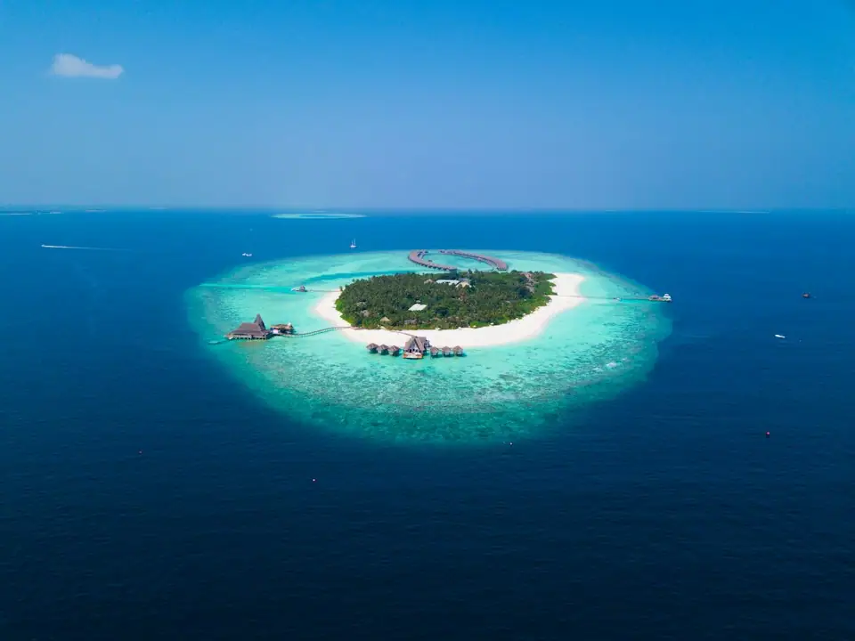 Fiji island surrounded by clear water