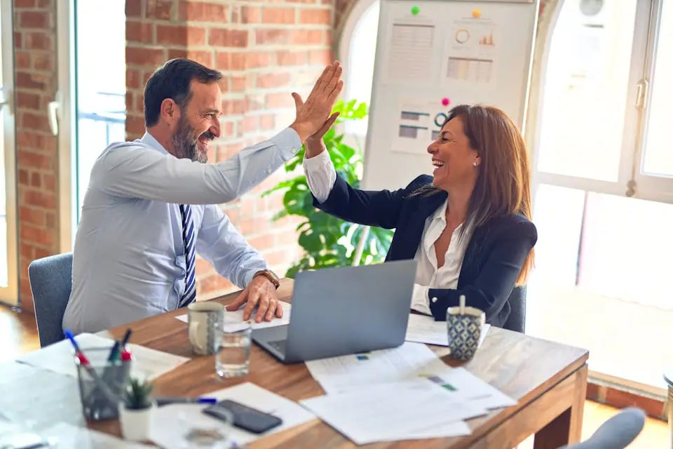 Workplace team talking respectfully together