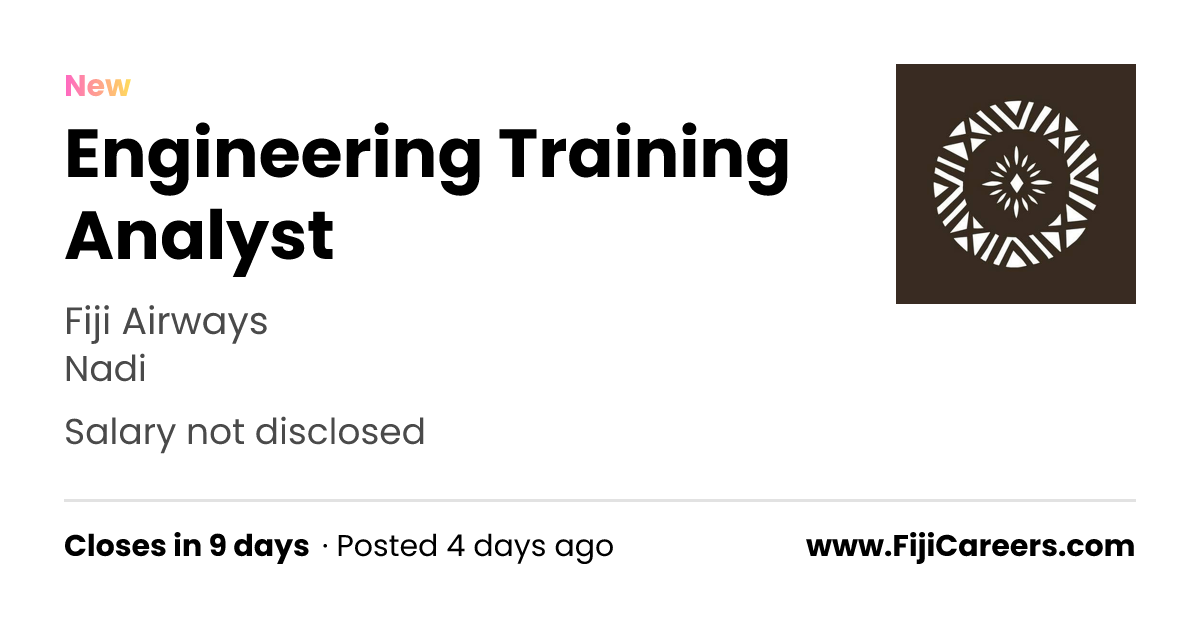 Engineering Training Analyst | Fiji Airways | Jobs in Fiji